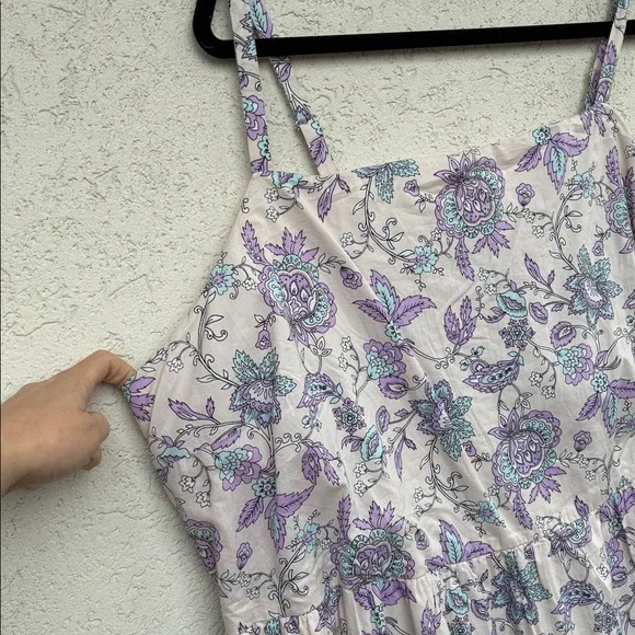 Lane Bryant Floral purple, blue and white tiered maxi dress with pockets - tags - Picture 2 of 12